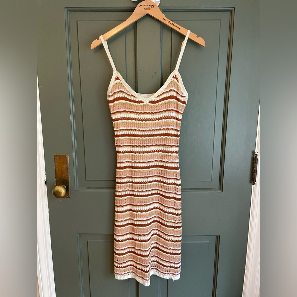 Pink Rose Multicolor Striped Midi Dress